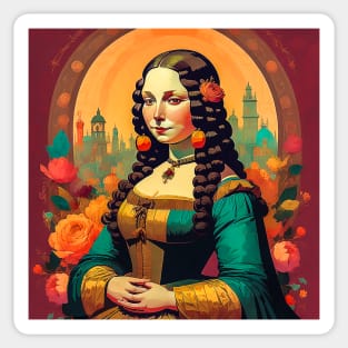 Colored Floral Monalisa Sticker